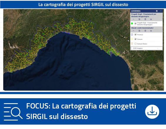 Focus La cartografia dei progetti SIRGIL sul dissesto | Regione Liguria