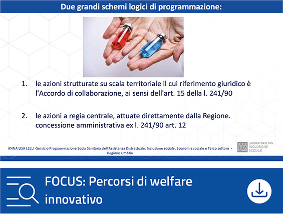 Focus Percorsi di welfare innovativo tra accordi di collaborazione e azioni a regia regionale | Regione Umbria